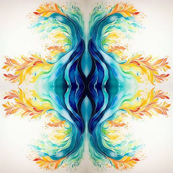 Abstract wave pattern in rainbow colours by Vlindertuin-Art