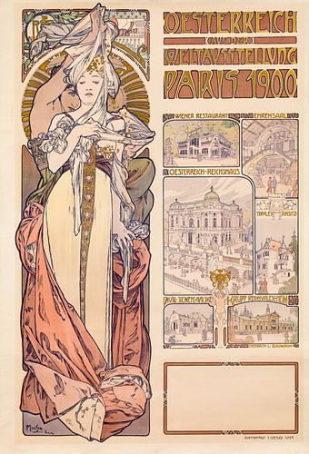 Alfons Mucha, affiche - Oostenrijk op de Wereldtentoonstelling van Parijs 1900, 1899
