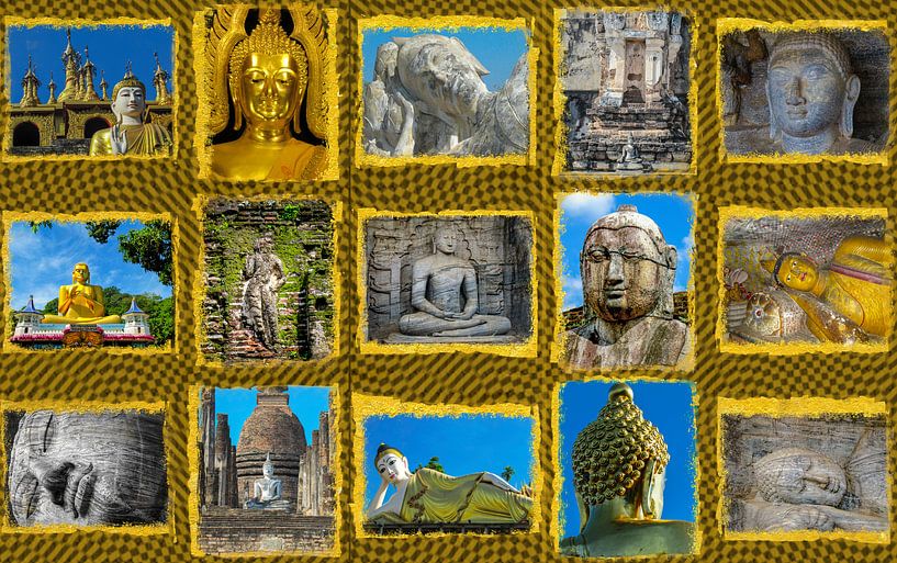 Collage van boeddha beelden van Rietje Bulthuis
