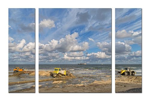 Drieluik van een kustversterkingsproject in Noord-Holland 