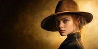 Captivating Portrait of Woman with Hat On Canvas by Beeld Creaties Ed Steenhoek | Photography and Artificial Images thumbnail