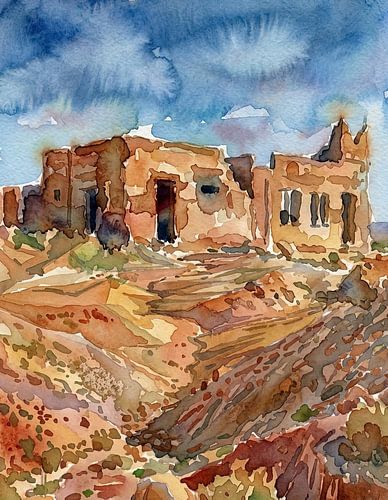 Verlassene Kasbah in der Wüste von Frank Heinz