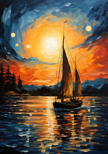 Segelboot Segelschiff Boot Maritim Meer Poster Kunstdruck von Niklas Maximilian