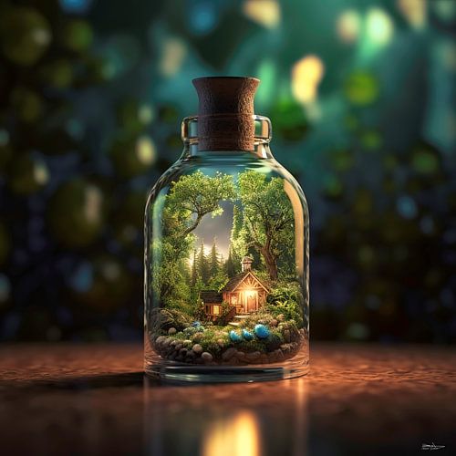 de natuur gevangen in een glazen potje/stolp