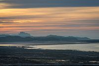 zondsondegang bij Bamburgh Castle
