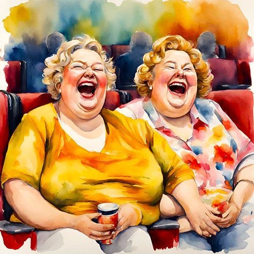 2 gezellige dames in de bioscoop