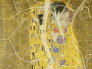 Map of Maastricht Centrum with the Kiss by Gustav Klimt by Map Art Studio