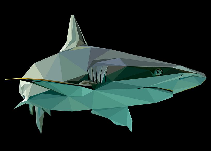 Abstrakt Low Poly von Haifisch von Yoga Art 15