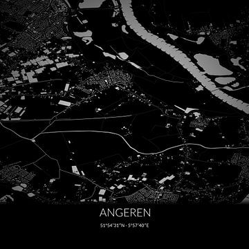 Zwart-witte landkaart van Angeren, Gelderland. van Rezona