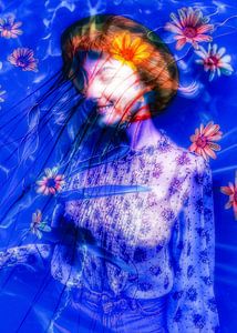 Blaue Jeans und Blumen