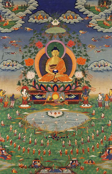 Bouddhiste, Amitabha et Sukhavati, statue de Bouddha par finemasterpiece