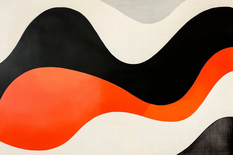 Motifs abstraits de vagues en rouge et noir par Poster Art Shop