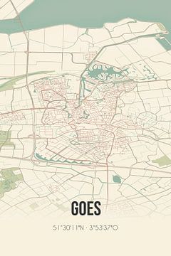 Vintage landkaart van Goes (Zeeland) van MijnStadsPoster