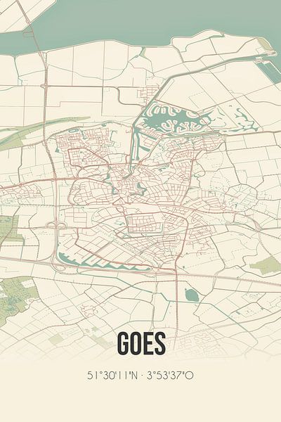 Vintage map of Goes (Zeeland) by Prints of Place