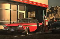 Retro – Klassiek Oldtimer Plymouth bij een benzinestation van Jan Keteleer thumbnail