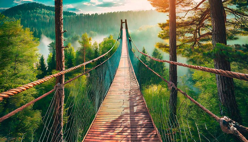 Brug over boslandschap van Mustafa Kurnaz