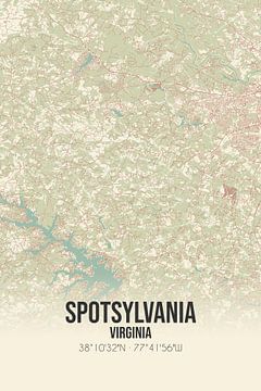 Vintage landkaart van Spotsylvania (Virginia), USA. van MijnStadsPoster