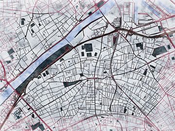Map of Colombes with the style 'White Winter' by Maporia