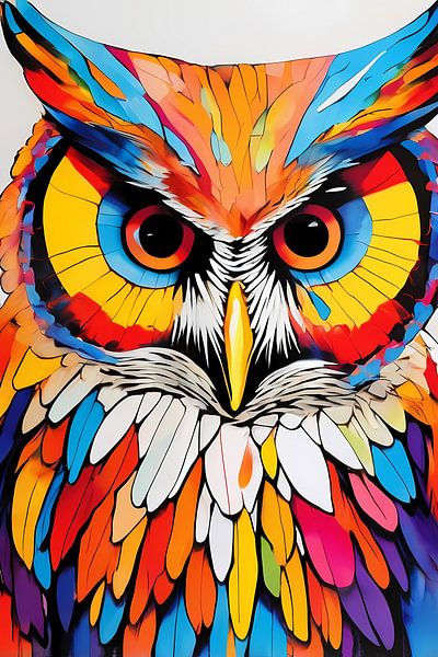 Buntes modernes Eulenbild von Art & Soul Creations