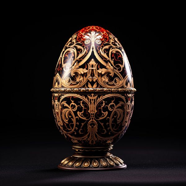 Fabergé ei goud/rood/zwart hoog contrast van TheXclusive Art