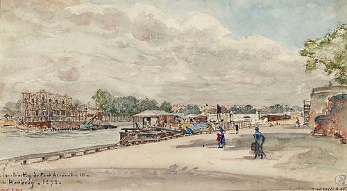 Frederic Houbron - Travaux de construction du pont Alexandre III, cour de la Reine, vus du quai d'Or