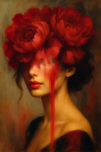 Portrait of a Crimson Veil van Moonheart Artworks