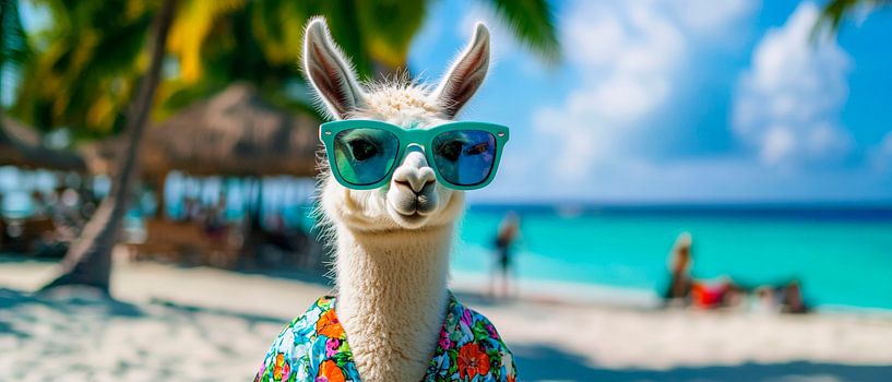 Llama on holiday with sunglasses by Poster Art Shop