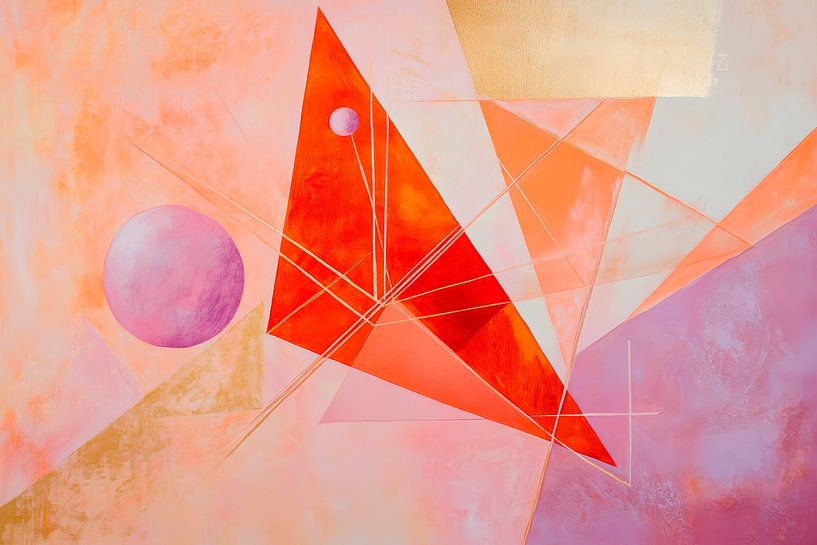 Geometrische Harmonie in Rot und Lila von Poster Art Shop