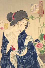 Japanese art ukiyo-e. Waking Up: A Girl of the Kōka Era by Dina Dankers