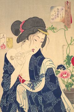 Japanse kunst ukiyo-e. Wakker worden: Een meisje uit het Kōka tijdperk van Dina Dankers