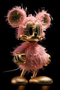 Goldener Mickey mit rosa Federn von Marianne Ottemann - OTTI
