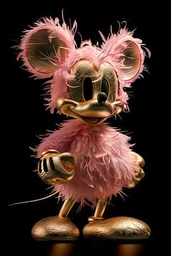 Gouden Mickey met roze veren van Marianne Ottemann - OTTI