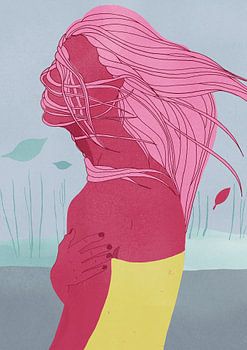 Pink Hair Wind Embrace