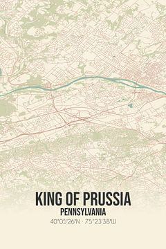 Carte ancienne de King Of Prussia (Pennsylvanie), USA. sur Rezona