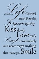 Tekst | Life is short | licht blauw