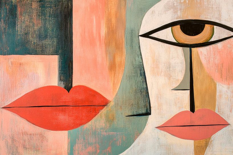 Visages du silence - Jeu de couleurs lèvres et yeux - Mini par Poster Art Shop