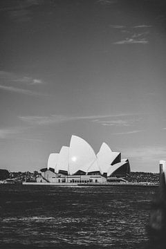 The well-known Opera House in Sydney black and white by Ken Tempelers