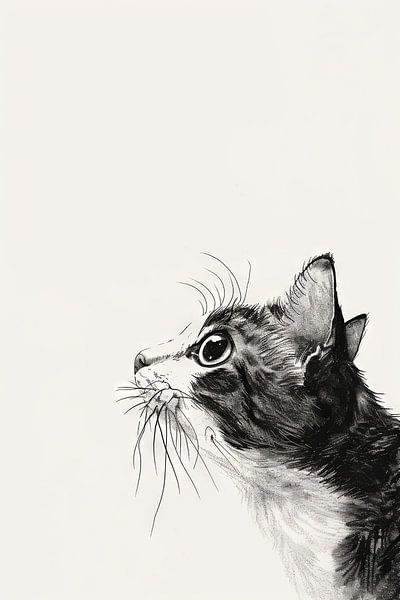 Curious cat - Illustration by Poster Art Shop