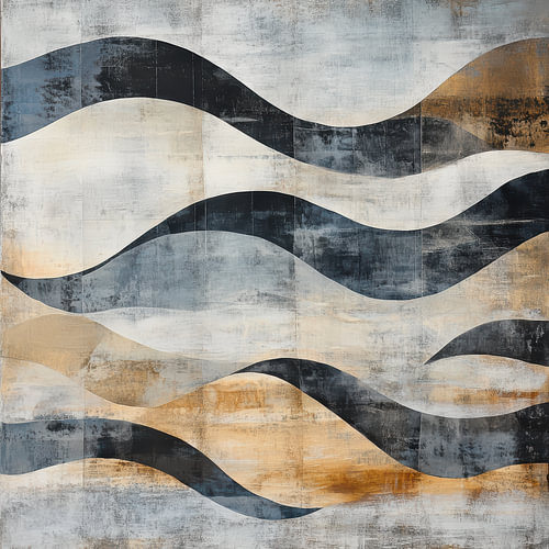 A vibrant, undulating landscape in shades of gold and earth tones