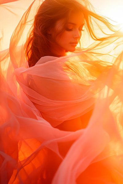 Schöne Frau im sanften Lichtspiel von Poster Art Shop