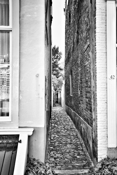Blick in die enge Gasse der Stadt Middelburg von Mariska de Jonge