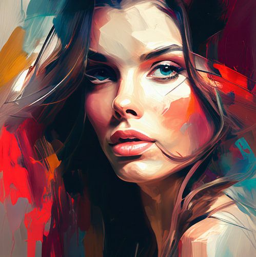Kleurrijk abstract portret, popart