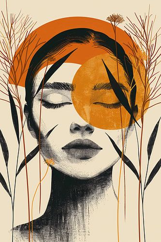 Moderne vrouw met wilde bloemen