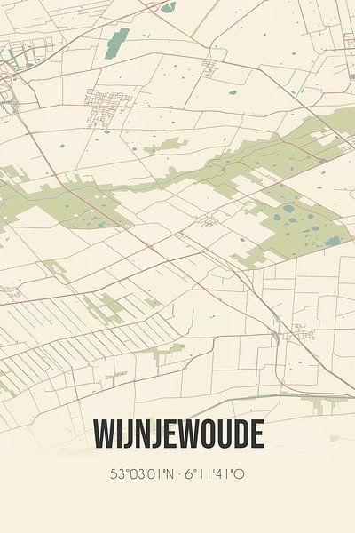 Vintage map of Wijnjewoude (Fryslan) by Prints of Place