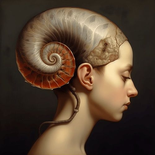 Porträt der Schneckenfrau.