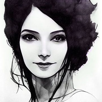 Intrigerend inkt portret van een mysterieuze vrouw. Deel 5 van Maarten Knops