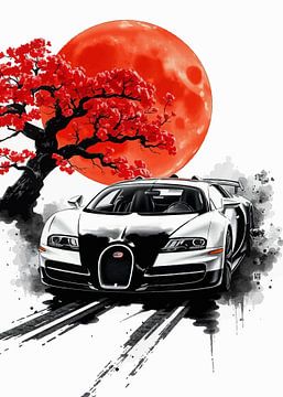 Bugatti Veyron Sumi-E Schilderij van MIROKKU