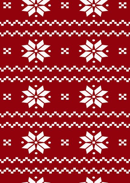 Classic Red White Fair Isle Motif by Art Kingdom