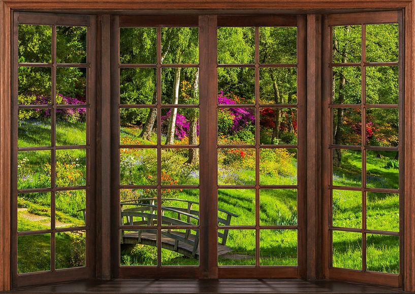 Blick aus einem Holzfenster von Bert Hooijer