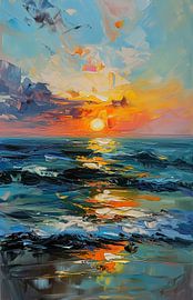 Feuriger Himmel: Reflexionen des Sonnenuntergangs auf See